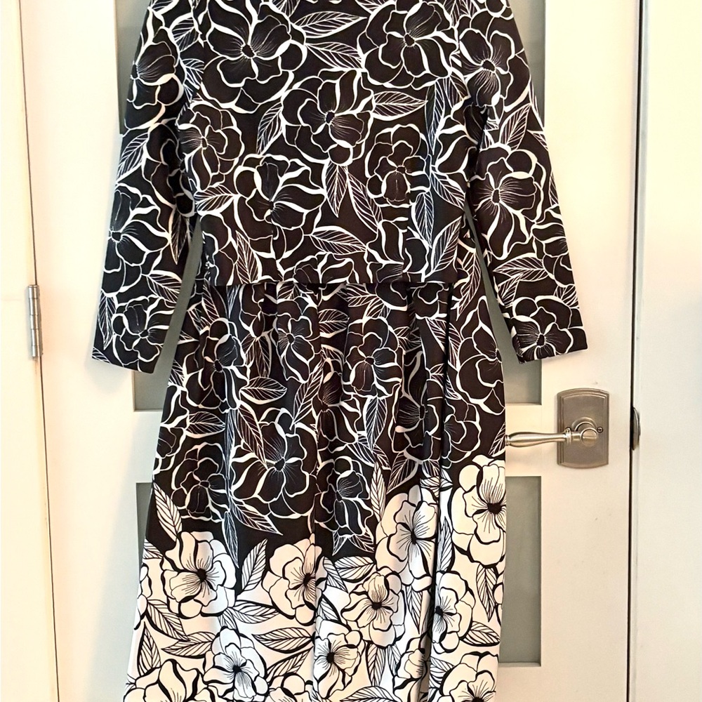 Alex and Ani Black and White Floral Midi Dress